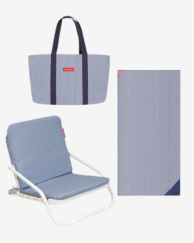 Pack silla, tote bag y toalla - azul