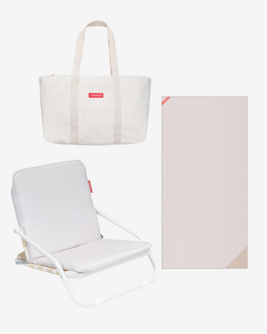 Pack silla, tote bag y toalla - beige