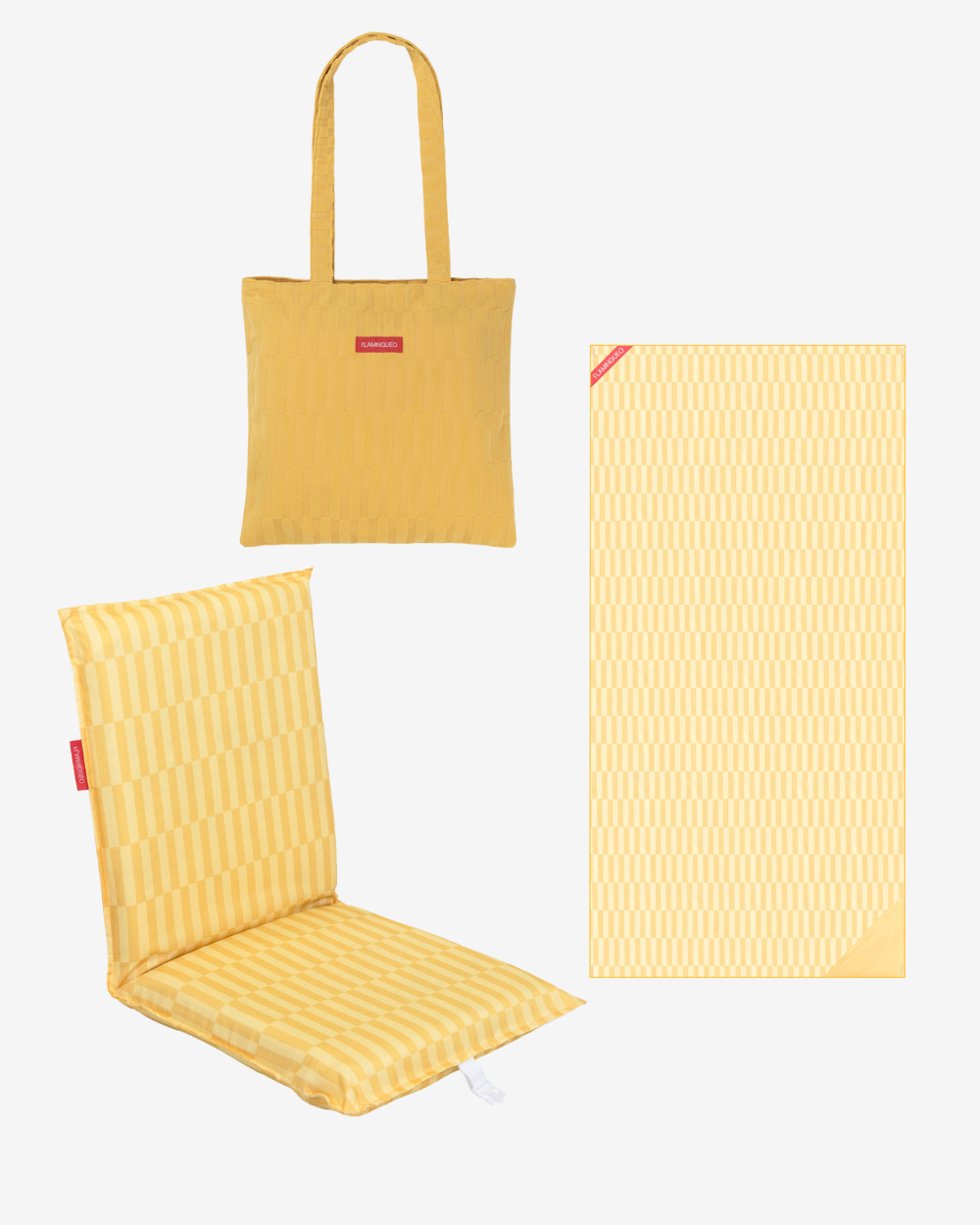 Pack respaldo, tote bag y toalla - amarillo