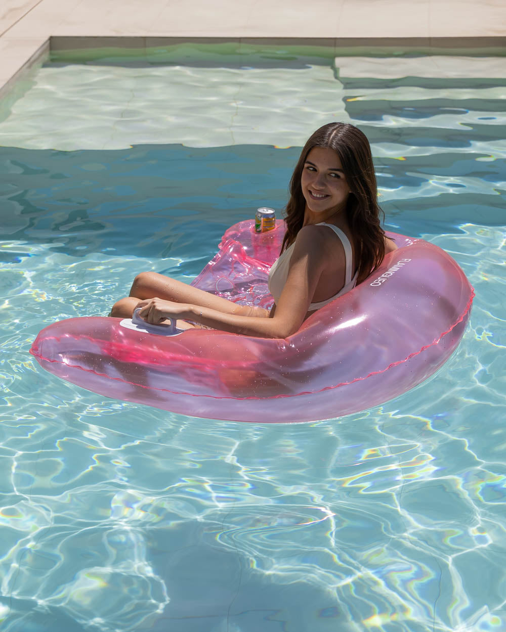 hamaca silla piscina rosa