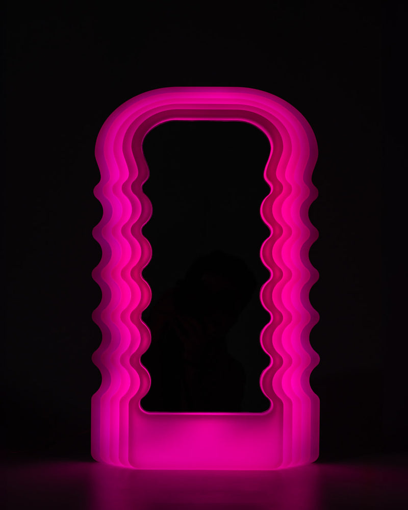 Flamingueo Espejo Ondulado LED Espejo Luz 9 Tonos Espejo Pequeño Espejos  Decorativos Decoracion Habitacion 53x30x8cm