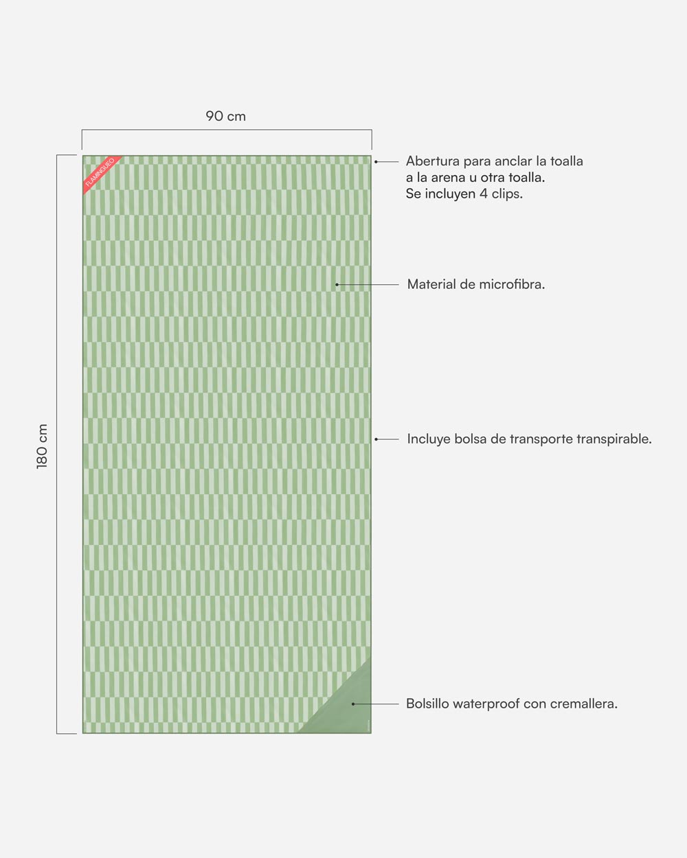 medidas toalla verde
