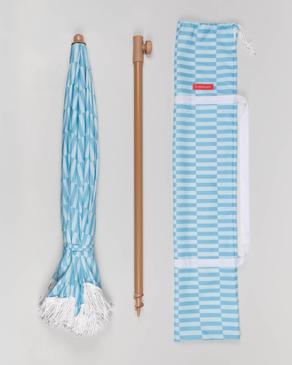 funda sombrilla azul flamingueo