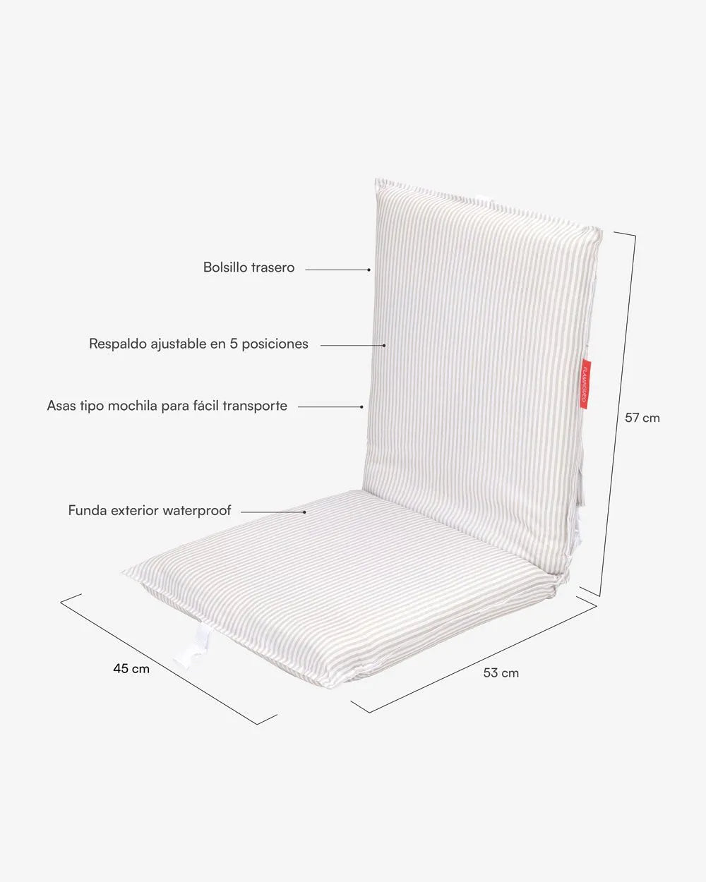 Asiento plegable playa beige - NELSON - Flamingueo
