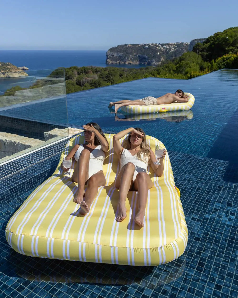 Flotador tumbona doble amarilla - MÓNACO - Flamingueo