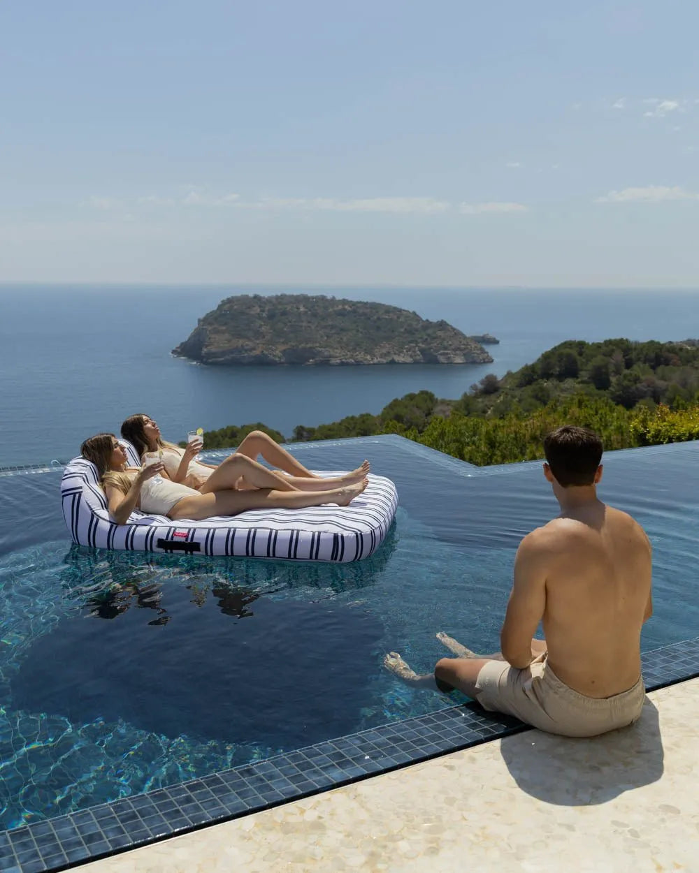 Flotador tumbona doble azul - MÓNACO - Flamingueo