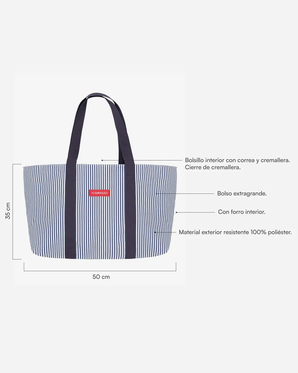Tote bag azul marino - BRUNY - Flamingueo