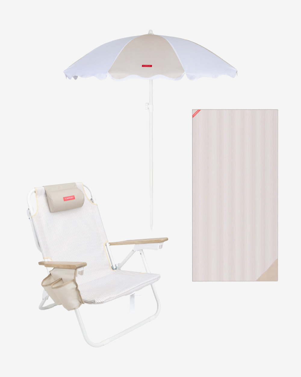 Pack sombrilla, hamaca y toalla - beige