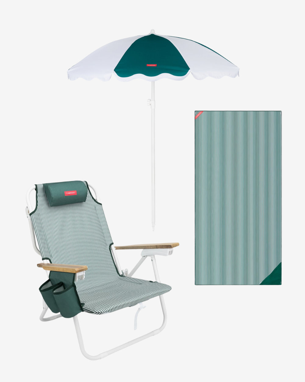 Pack sombrilla, hamaca y toalla - verde