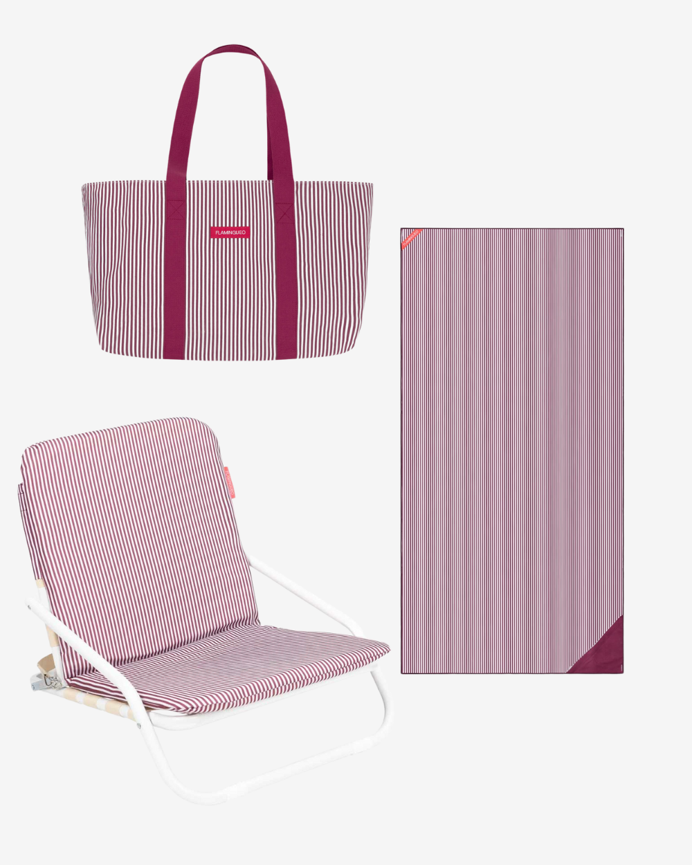 Pack silla, tote bag y toalla - burdeos