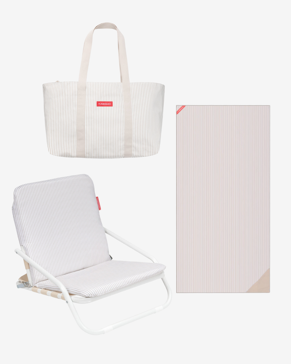 Pack silla, tote bag y toalla - beige