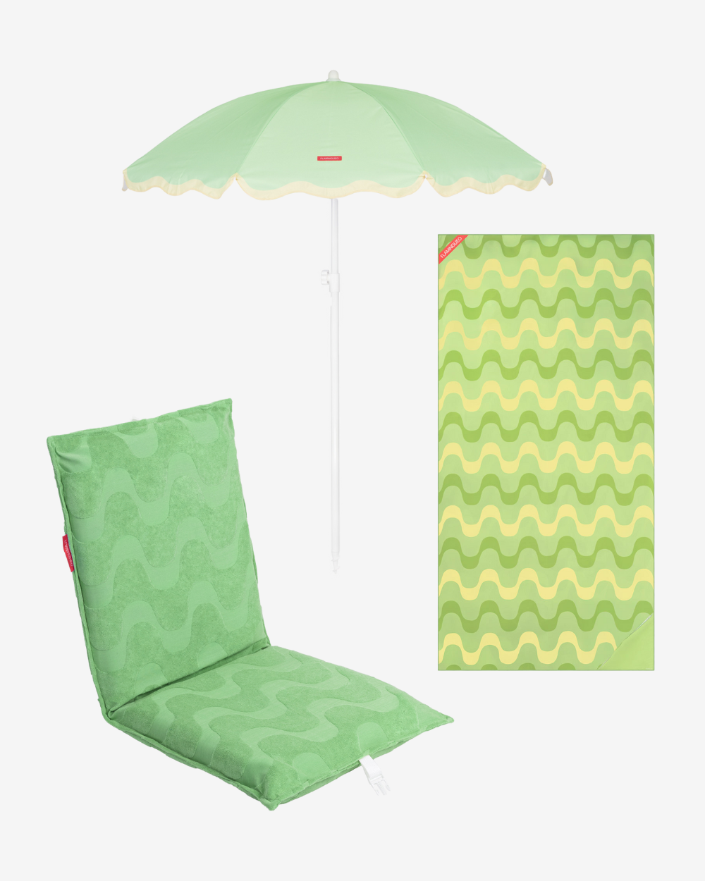 Pack sombrilla, respaldo y toalla - verde