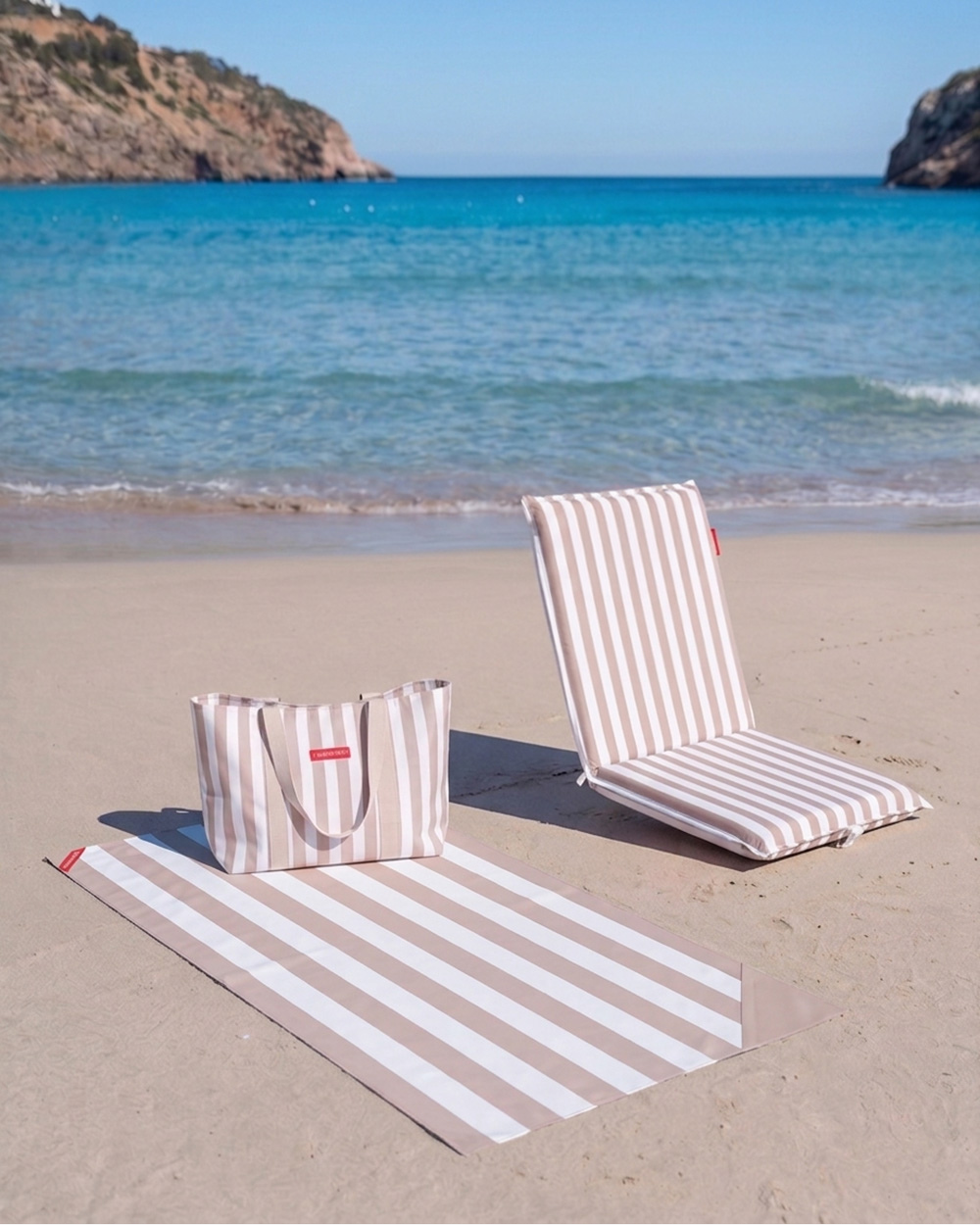 Pack respaldo, tote bag y toalla - beige