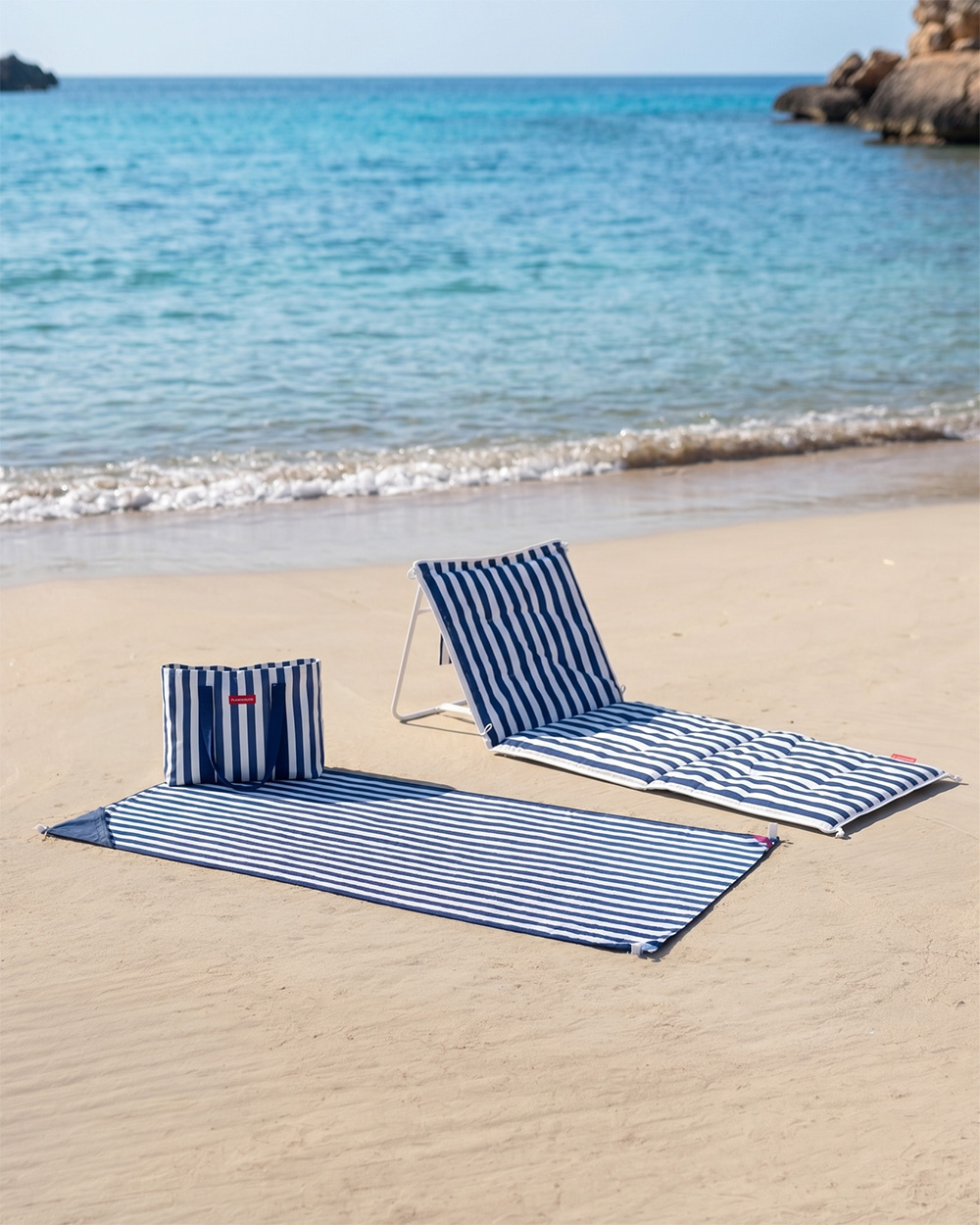 Pack esterilla, tote bag y toalla - azul marino