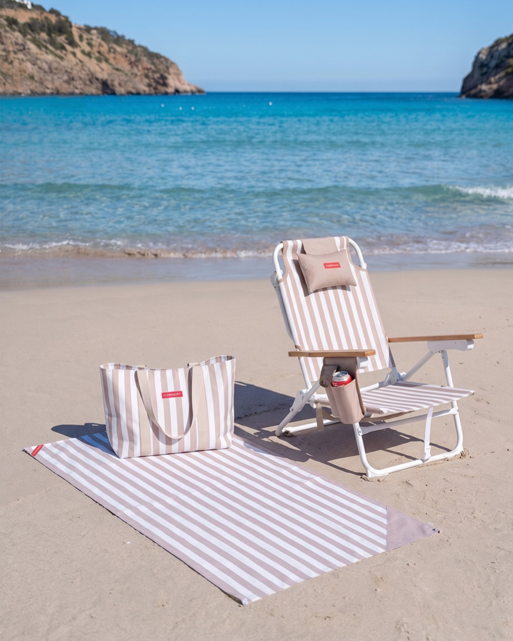 Pack silla, tote bag y toalla - beige
