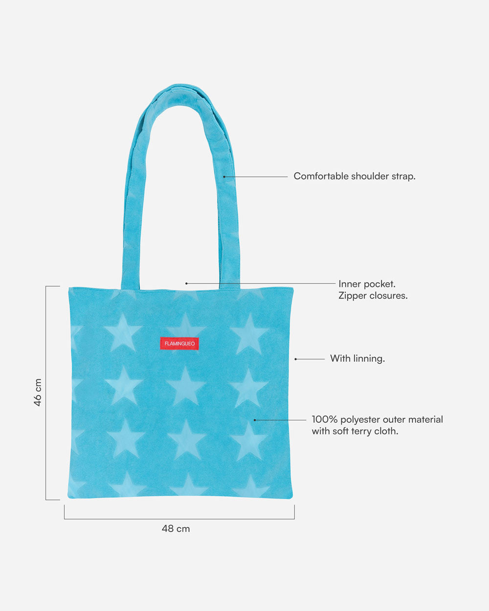 Medidas del producto Tote bag azul - GRETA