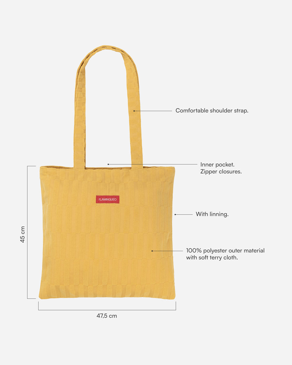 Medidas del producto Tote bag amarilla - DEMI
