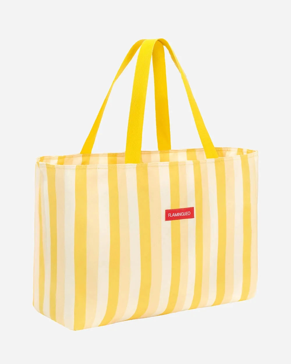Tote bag de playa grande con rayas amarillas 