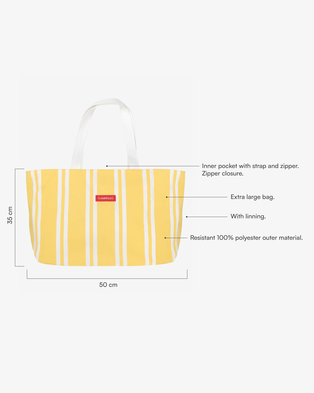 Medidas del producto Tote bag amarilla - PENELOPE