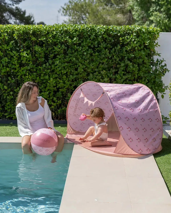 Tienda de playa para niños rosa con protección UV
