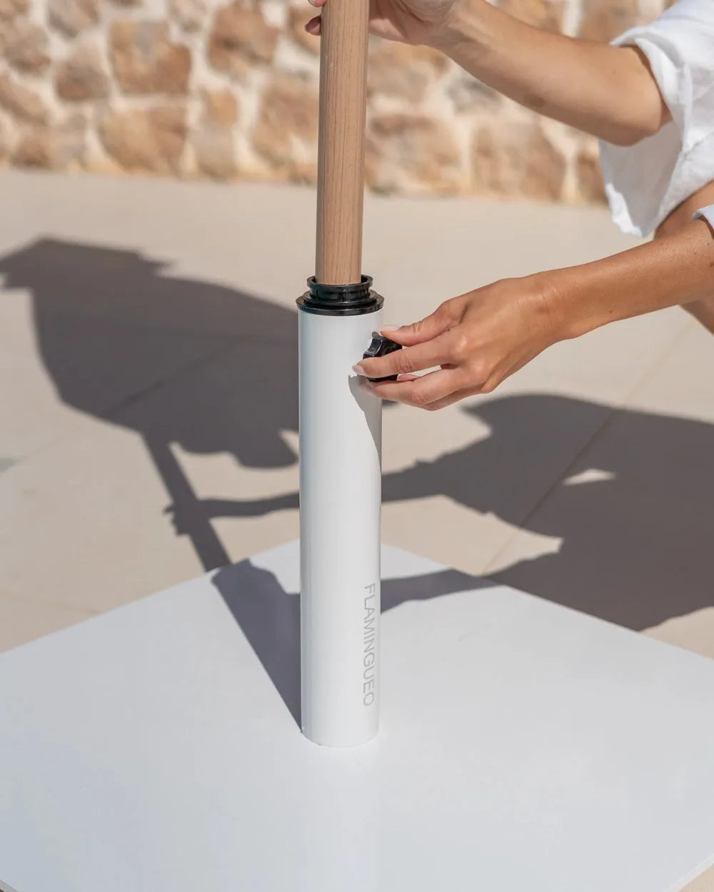 Base de sombrilla de jardín con rosca ajustable