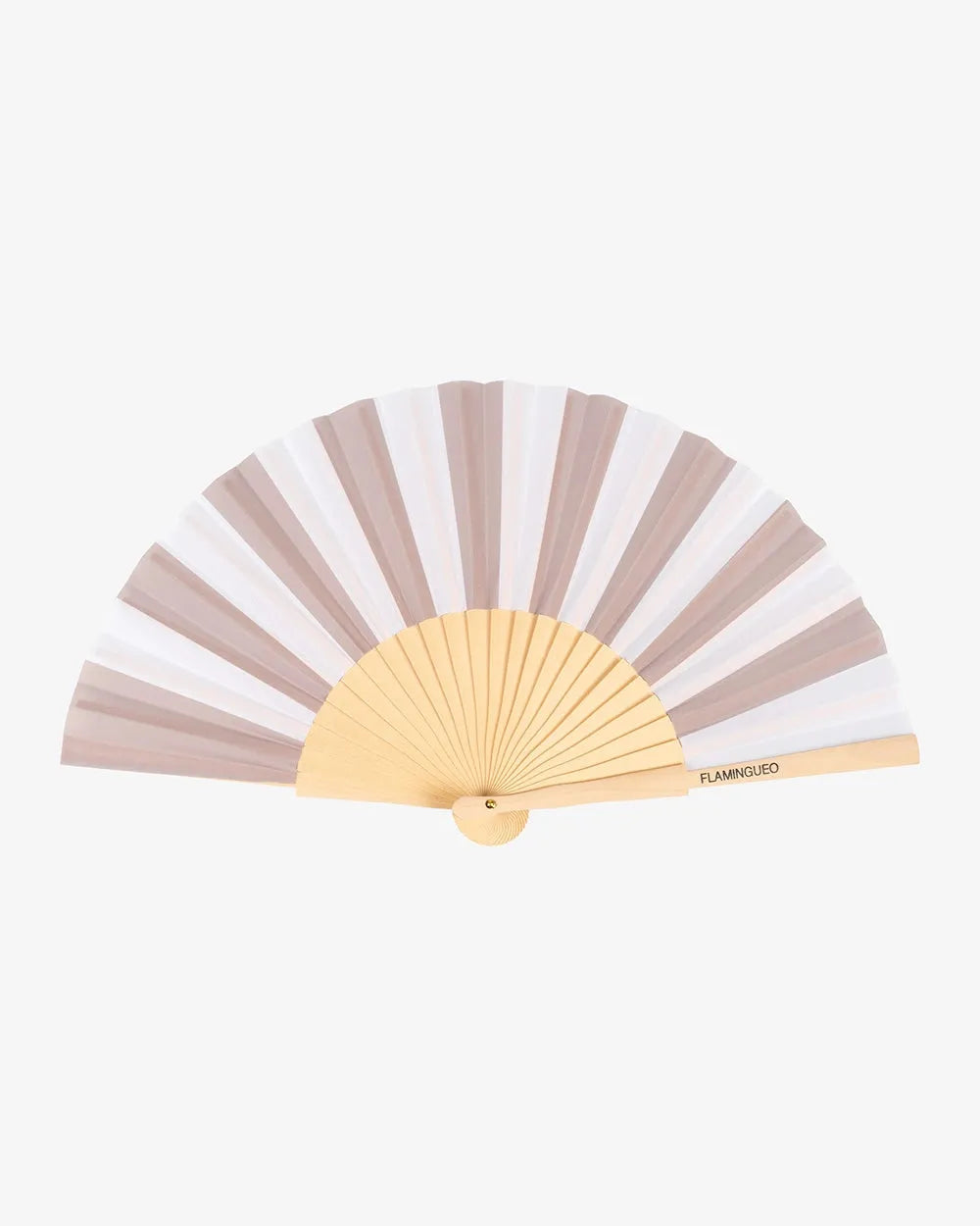 Abanico de mano color beige y blanco