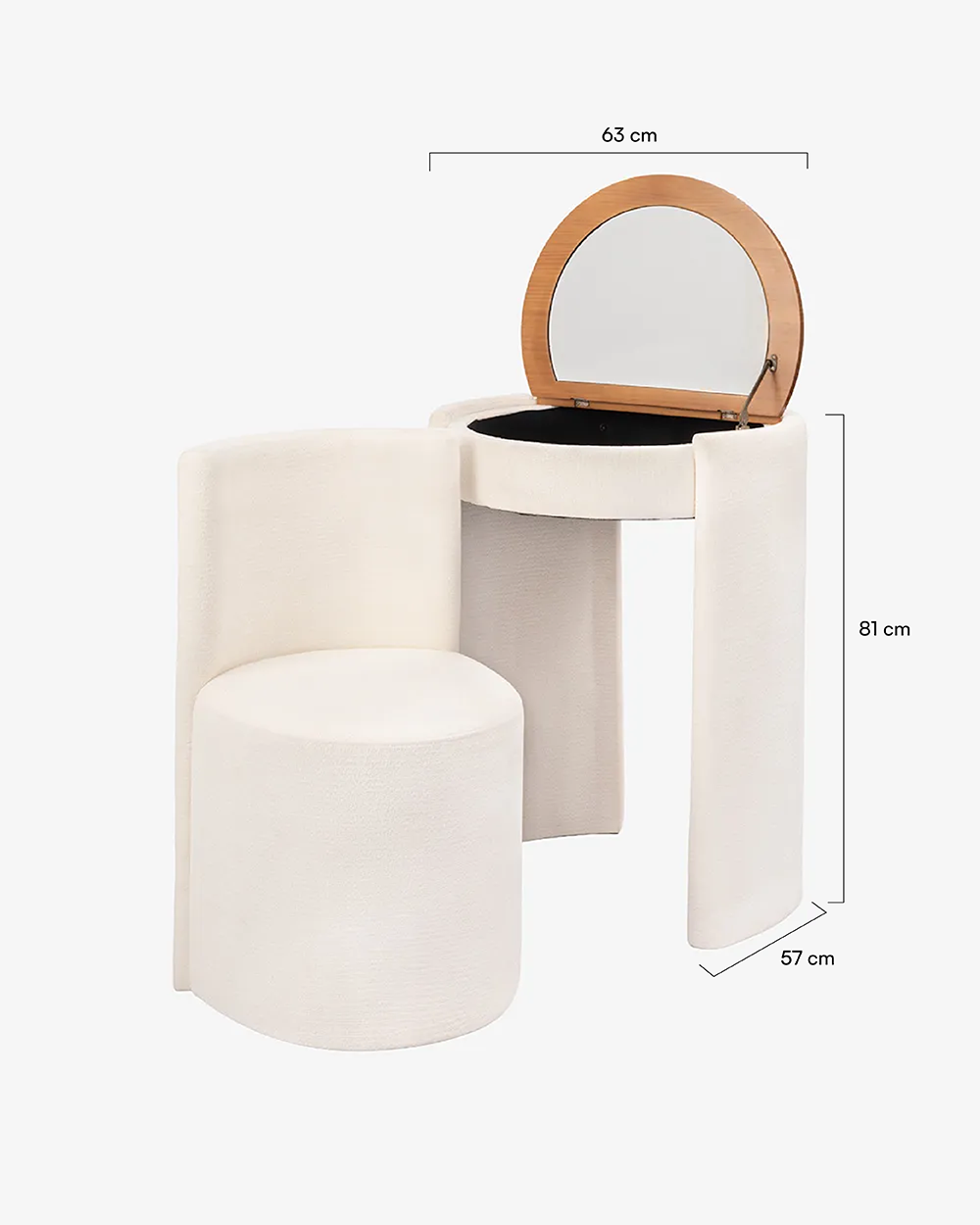 Medidas del producto Tocador con espejo y silla - MADISON