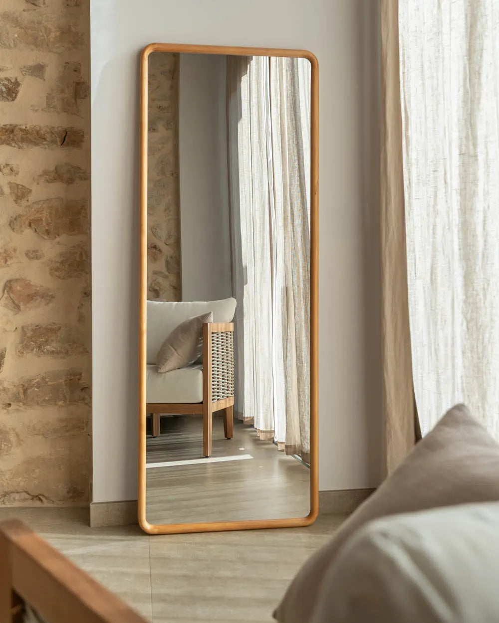 Espelho de parede retangular madeira - CRETA