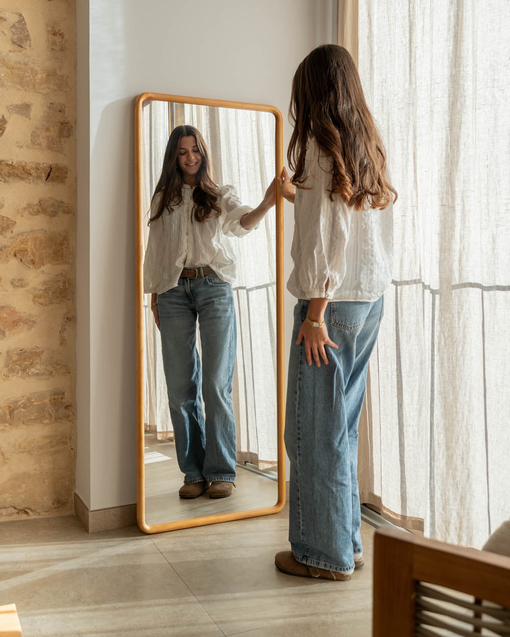 Espejo de pared rectangular madera - CRETA