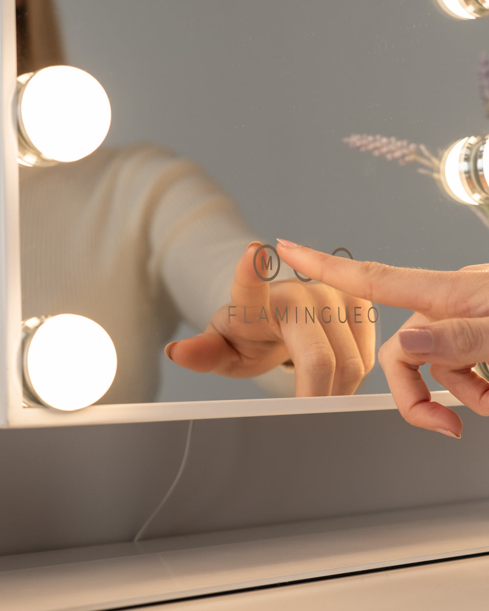 espejo para maquillaje control tactil luz calida
