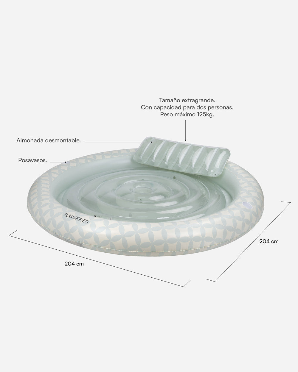 Medidas del producto Round tanning pool float - LUNA