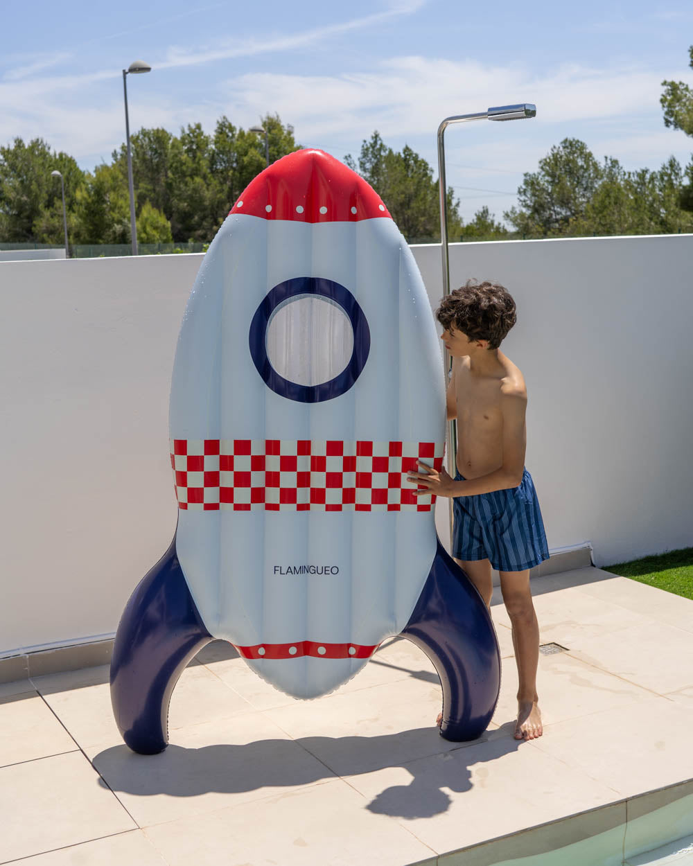 flotador hinchable nave azul