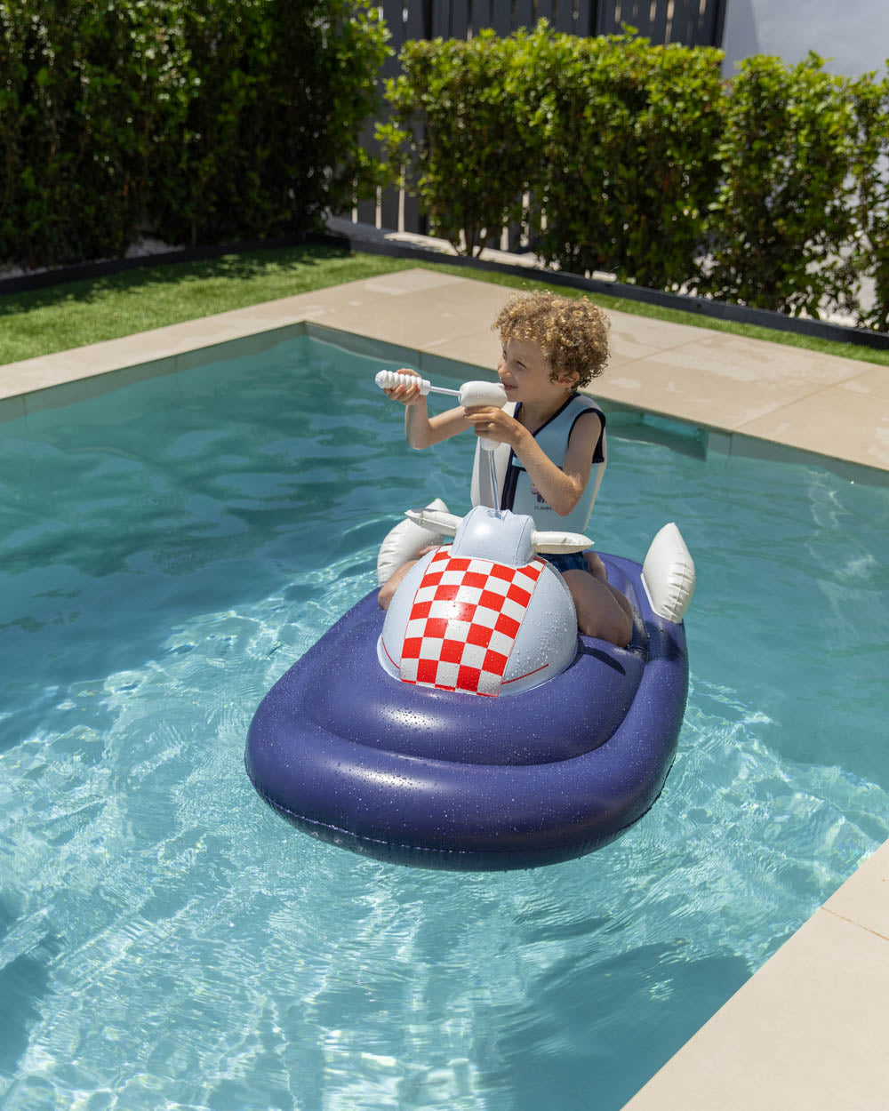 flotador hinchable moto azul