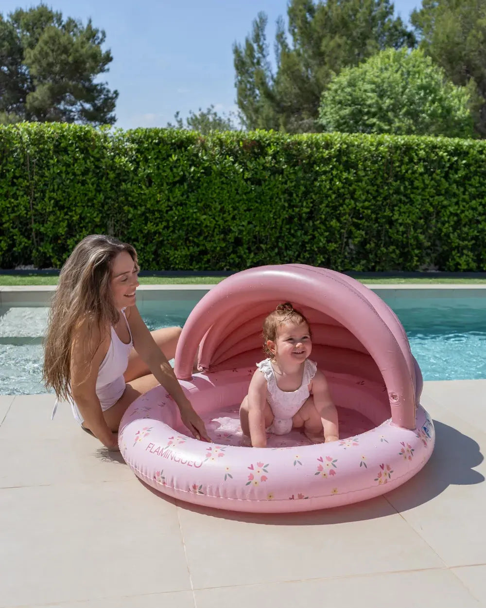 Minipiscina insuflável infantil com cobertura para jardim – PETUNIA