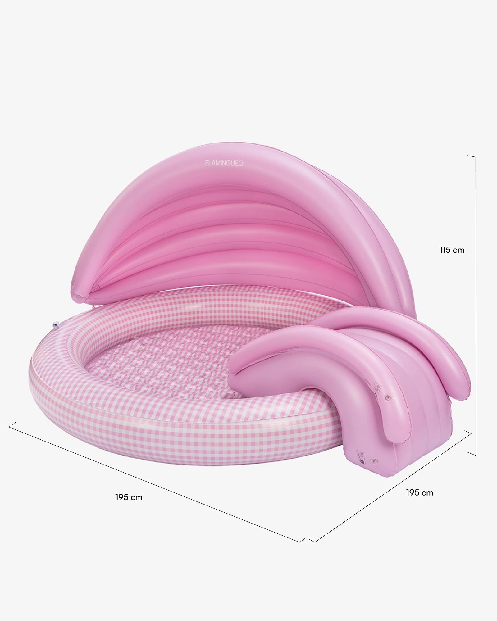 Medidas del producto Piscina infantil con tobogán y aspersor – POOLIE