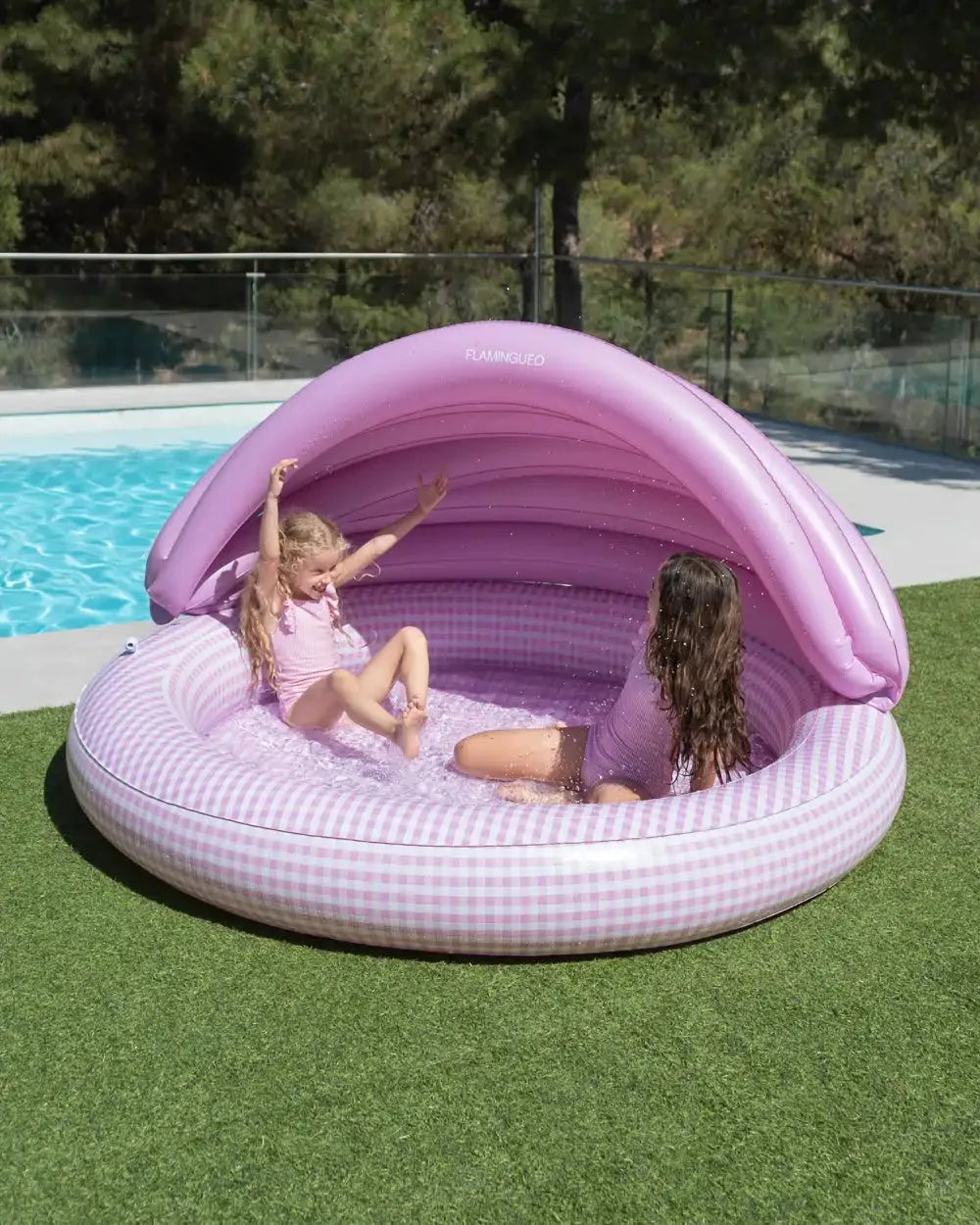 Piscina infantil con tobogán y aspersor – POOLIE