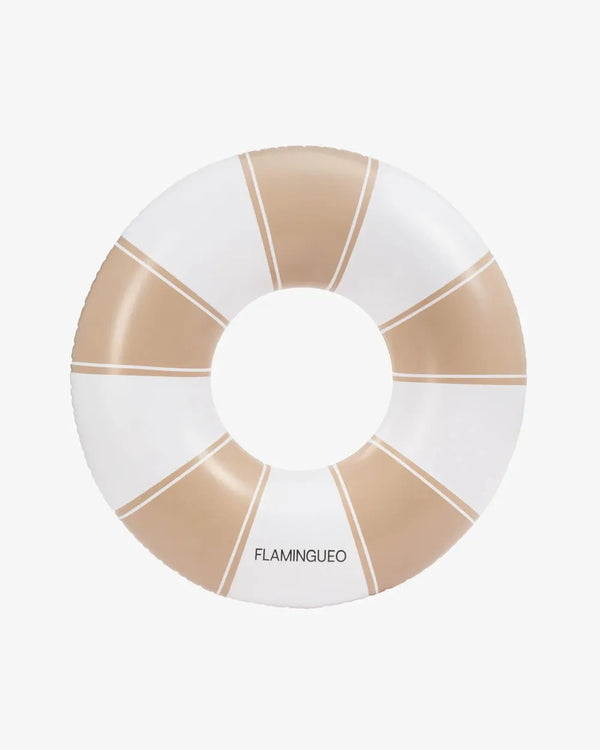 Flotador donut para piscina de rayas beige y blanco