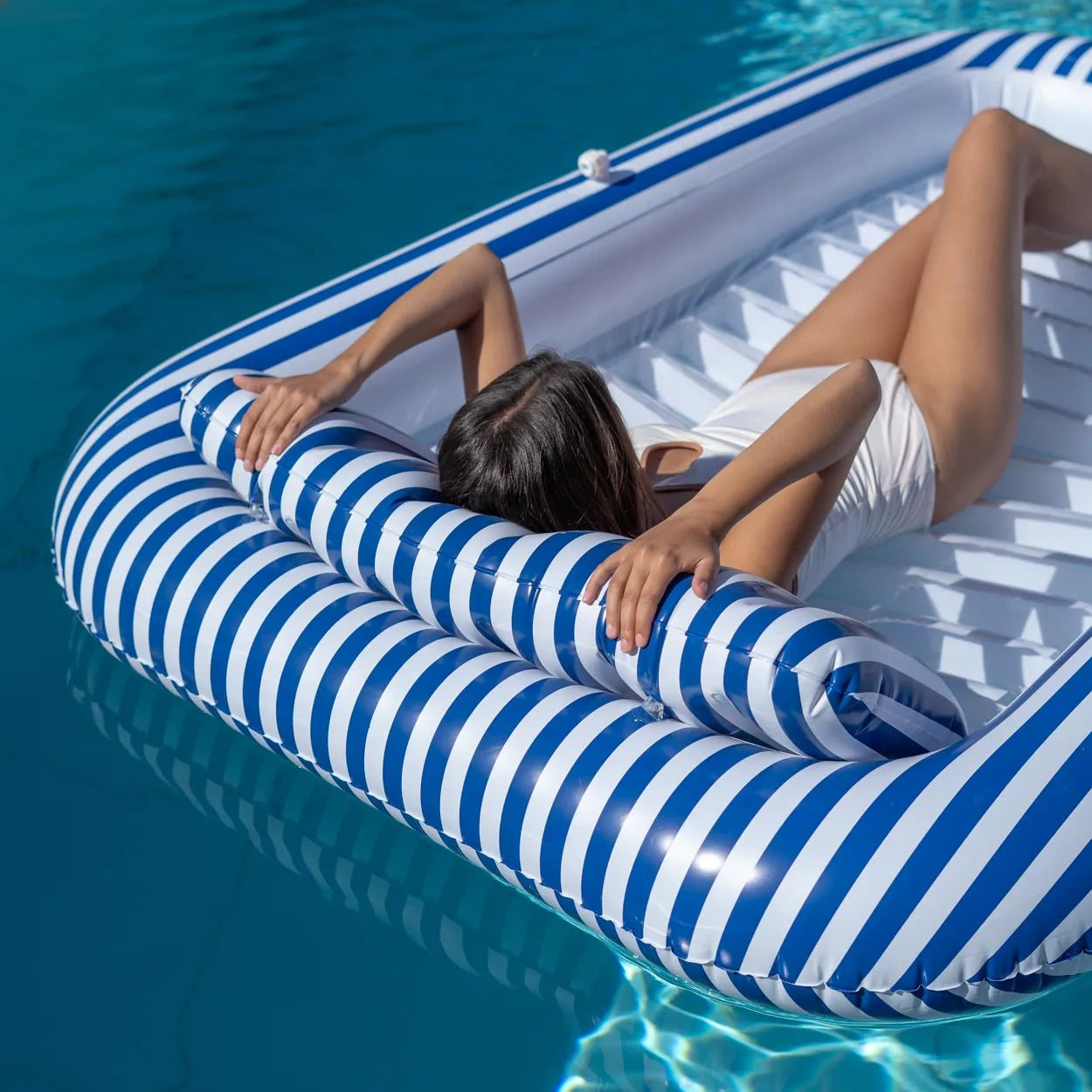 Tumbona inflable azul marino para dos personas