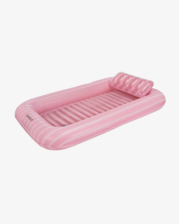 Flotador tumbona rosa individual con almohada