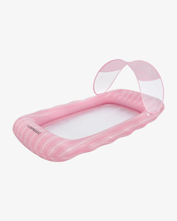 Colchoneta hinchable con parasol de color rosa