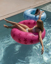 flotador donut fucsia y azul