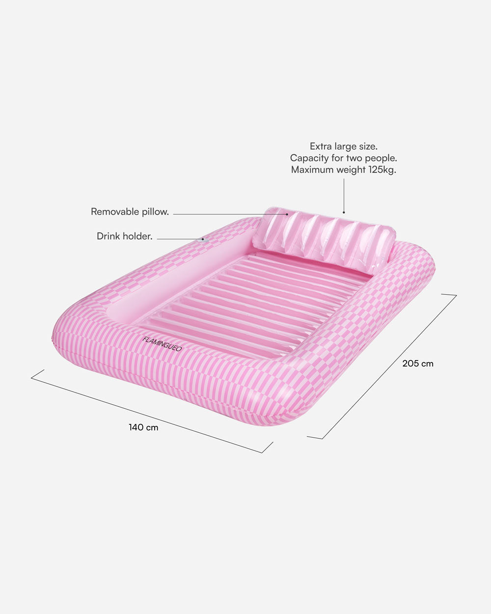 Medidas del producto Flotador tanning pool rosa - PORTOFINO