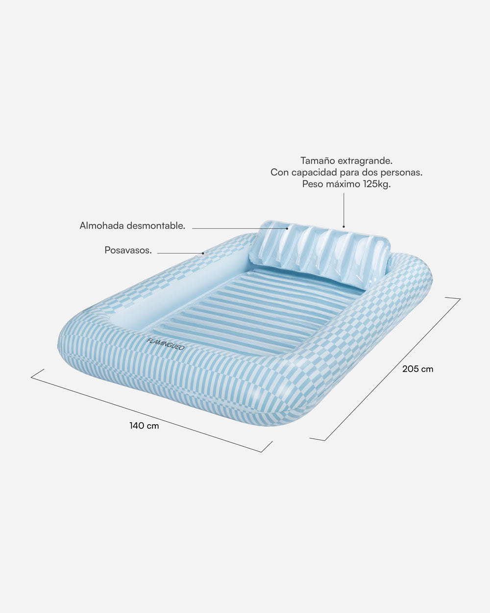 Medidas del producto Flotador tanning pool azul - PORTOFINO