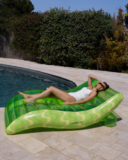 tumbona hinchable verde wavy