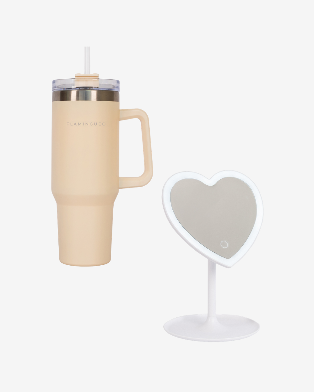 Pack termo + espejo corazón