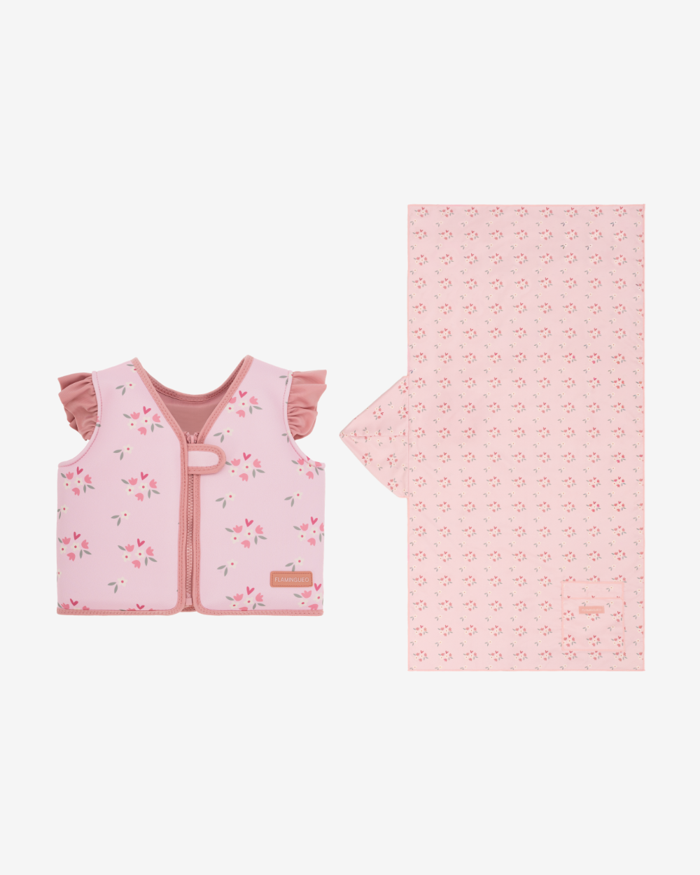 Pack toalla y chaleco infantil - rosa