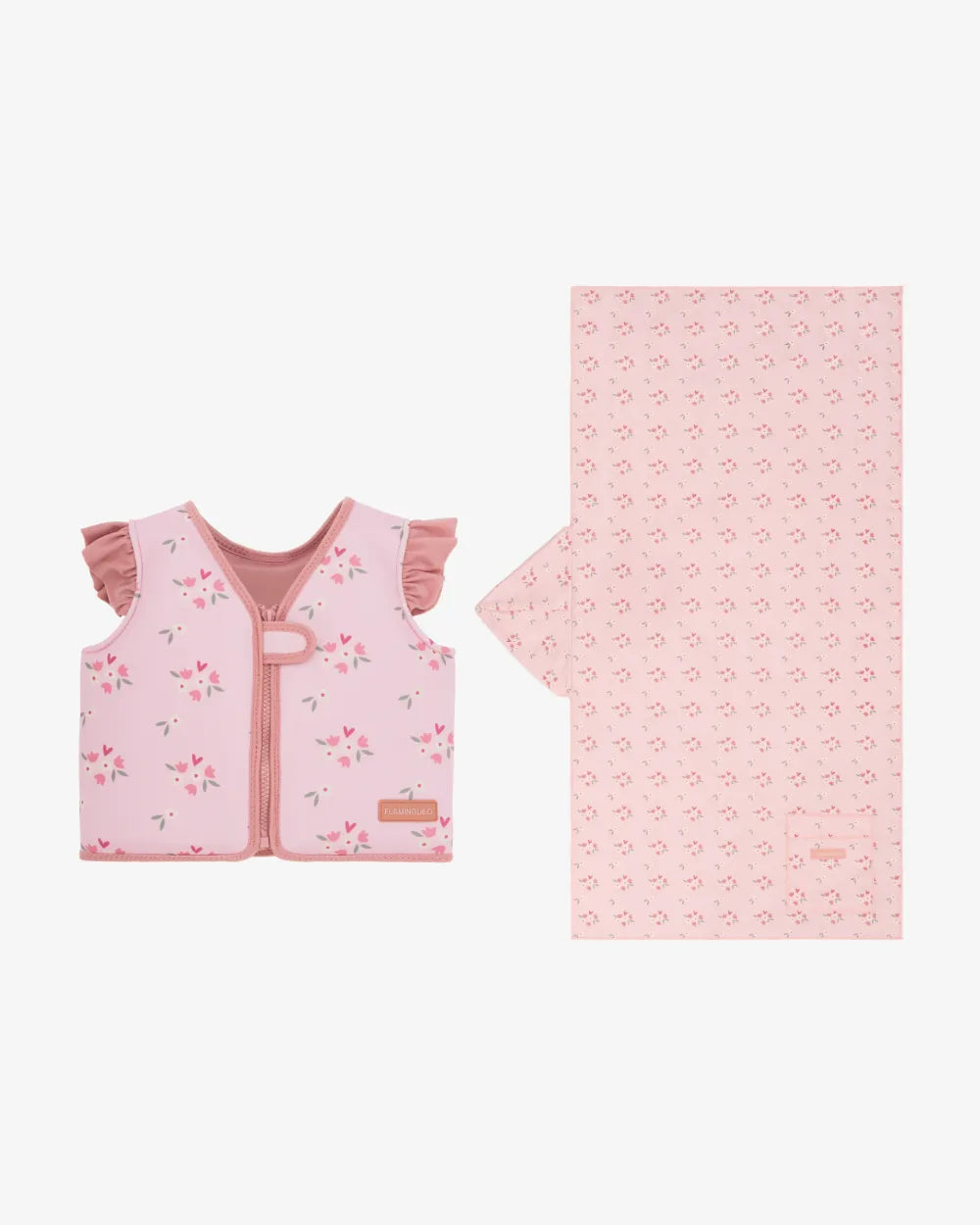 Pack toalla y chaleco infantil - rosa