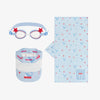 Pack toalla, gafas y mochila infantil - azul claro