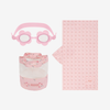 Pack toalla, gafas y mochila infantil - rosa