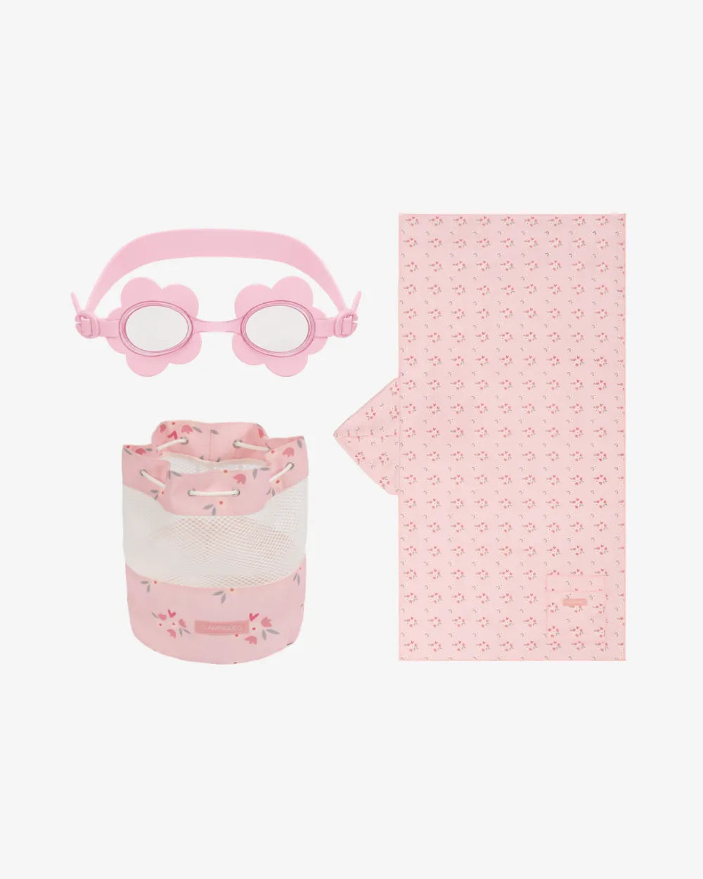 Pack toalla, gafas y mochila infantil - rosa